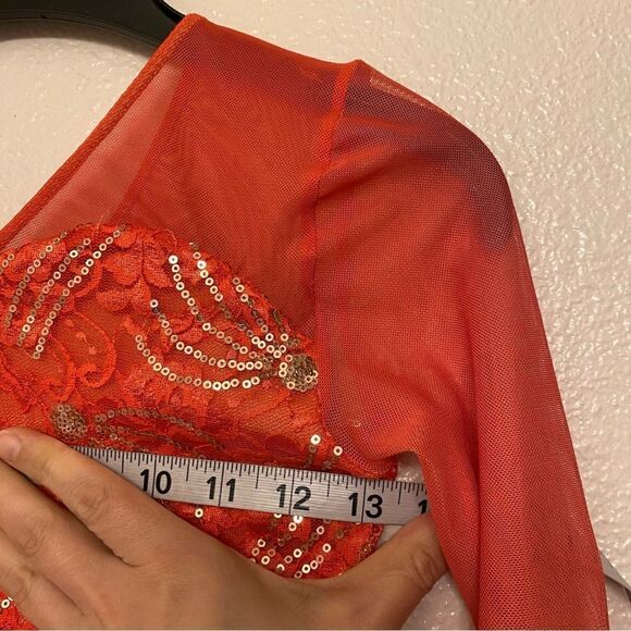 Curtain Call Dance Costume coral E2191 2 piece maxi skirt leotard sequin CLA - Picture 7 of 13
